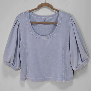 Aerie Seams Right Short Sleeve Sweatshirt Size XL‎ Cropped Blue
